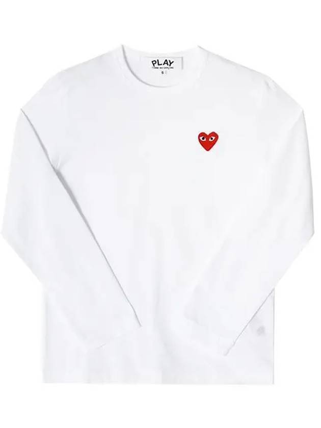 Red Heart Wappen Long Sleeve T-Shirt White - COMME DES GARCONS - BALAAN 4