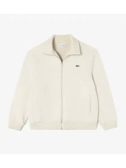 Men s Wide Ribbed Collar Fleece Jacket Cream - LACOSTE - BALAAN 1