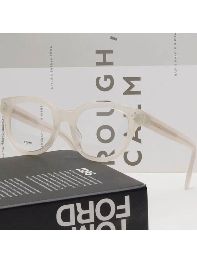 Eyewear Logo Round Acetate Eyeglasses Ivory - CELINE - BALAAN 3