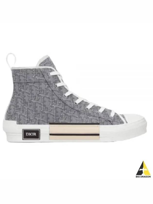 B23 Oblique Jacquard High Top Sneakers Ruthenium - DIOR - BALAAN 2