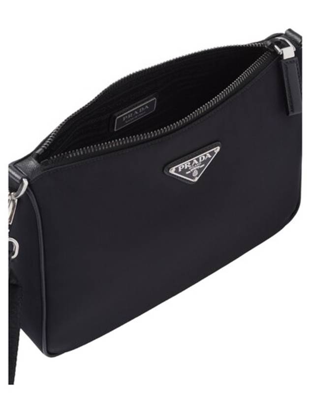 Triangle Logo Re-Nylon Saffiano Leather Shoulder Bag Black - PRADA - BALAAN 4