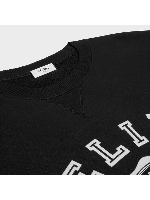 Logo Crew Neck Loose Cotton Fleece Sweatshirt Black - CELINE - BALAAN 5