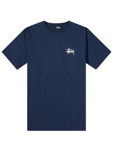 Basic Logo Cotton Short Sleeve T-Shirt Navy - STUSSY - BALAAN 1