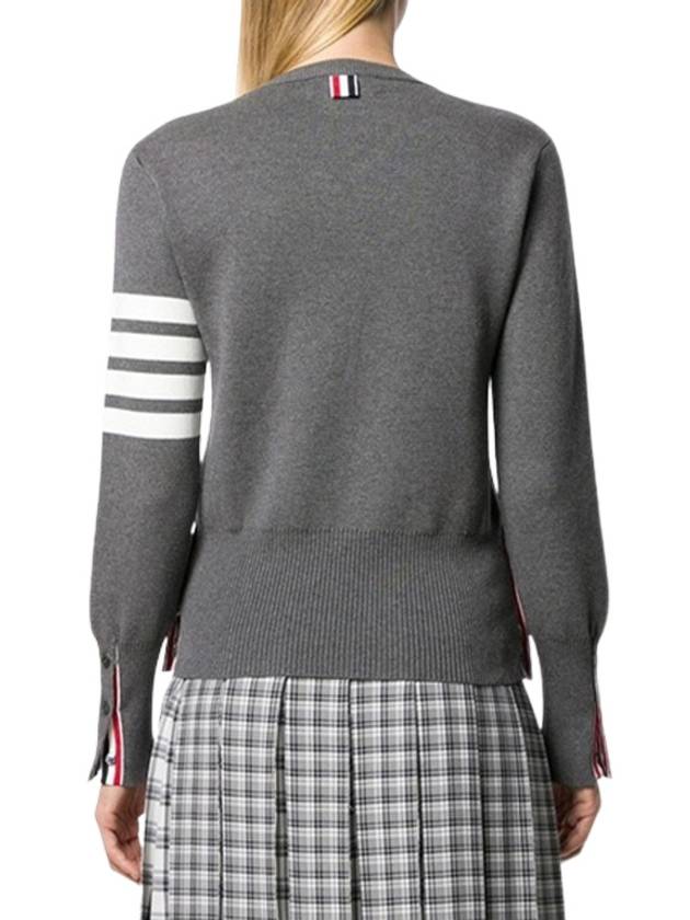 Milano Stitch Crewneck 4-Bar Cotton Crepe Knit Top Grey - THOM BROWNE - BALAAN.