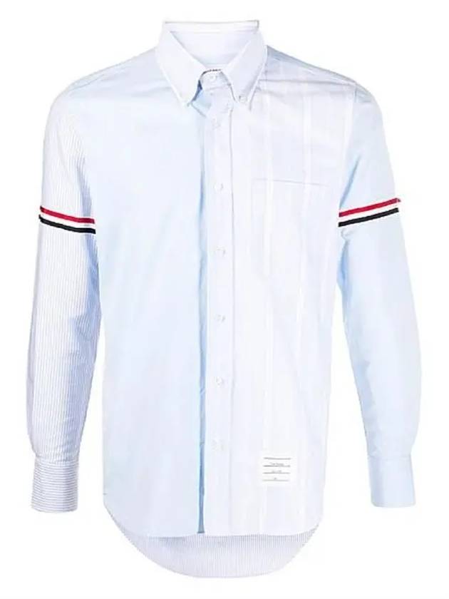 Men's Poplin Grosgrain Armband Stripe Long Sleeve Shirt Blue - THOM BROWNE - BALAAN 2