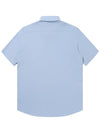 Men's Tencel Linen Emblem Embroidery Short Sleeve Shirt Sky Blue SW23ESH06SL - SOLEW - BALAAN 3