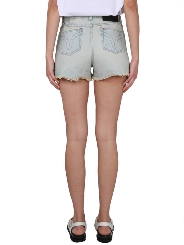 Back Logo Patch Denim Shorts Light Blue - AMI - BALAAN 3