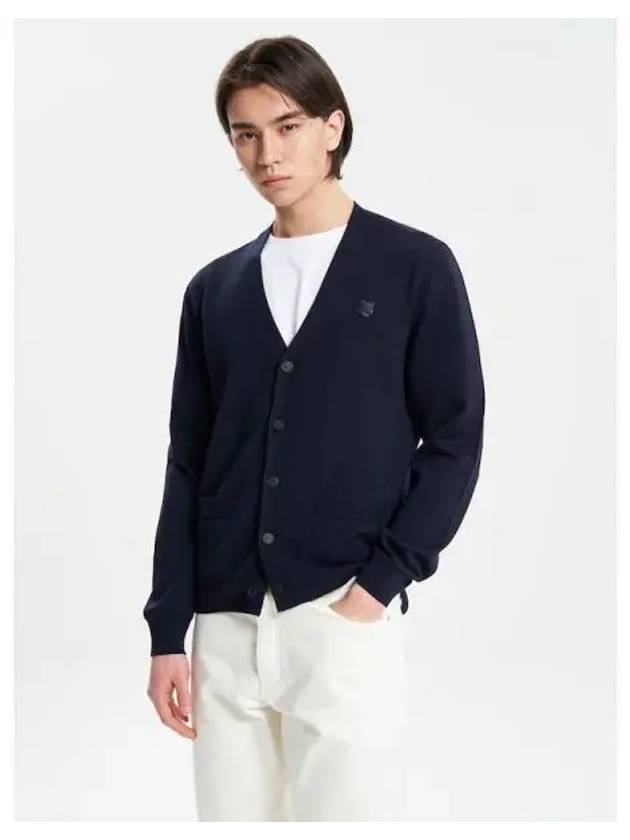 Men s Foxhead Patch Regular Spring Fall Cardigan Ink Blue Domestic Product GM0024012605458 - MAISON KITSUNE - BALAAN 1