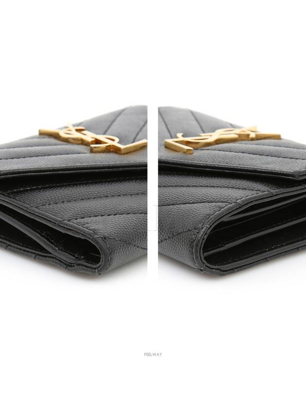 Monogram Compact 3 fold Wallet 403943 Black YSL Gold Plated - SAINT LAURENT - BALAAN 9