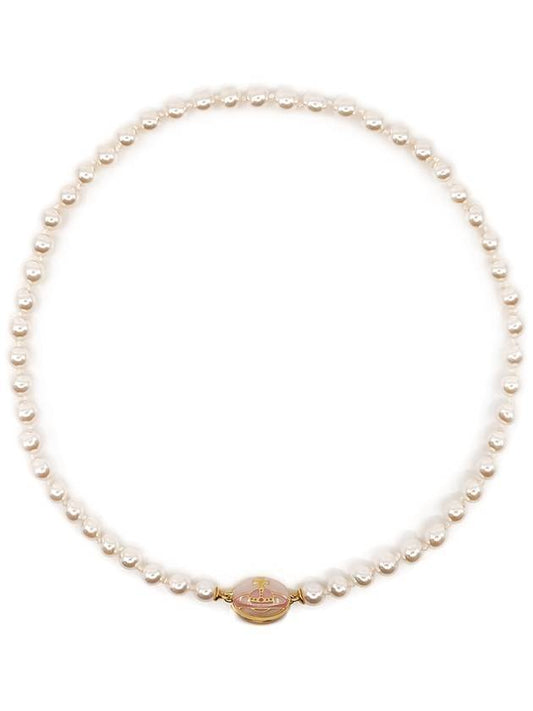 Loelia Pendant Pearl Necklace White Pink - VIVIENNE WESTWOOD - BALAAN 1