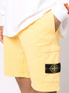 Waffen Patch  Fleece Bermuda Shorts Yellow - STONE ISLAND - BALAAN 3