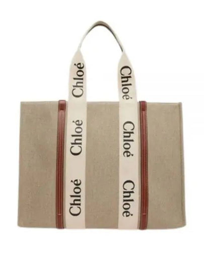 Woody Large Tote Bag White Brown Beige - CHLOE - BALAAN 2