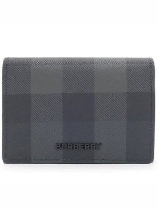 Men's Checked Leather Half Wallet Grey - BURBERRY - BALAAN 2