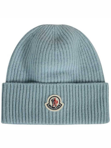 3B00054 M1900 709 Logo Patch Cashmere Wool Beanie Mint Hat TJ - MONCLER - BALAAN 1