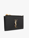 Cassandra Fragment Zipper Card Case Lambskin Black - SAINT LAURENT - BALAAN 4