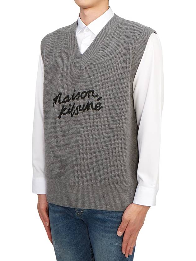 Logo Handwriting Oversize Vest Dark Grey Melange - MAISON KITSUNE - BALAAN 3