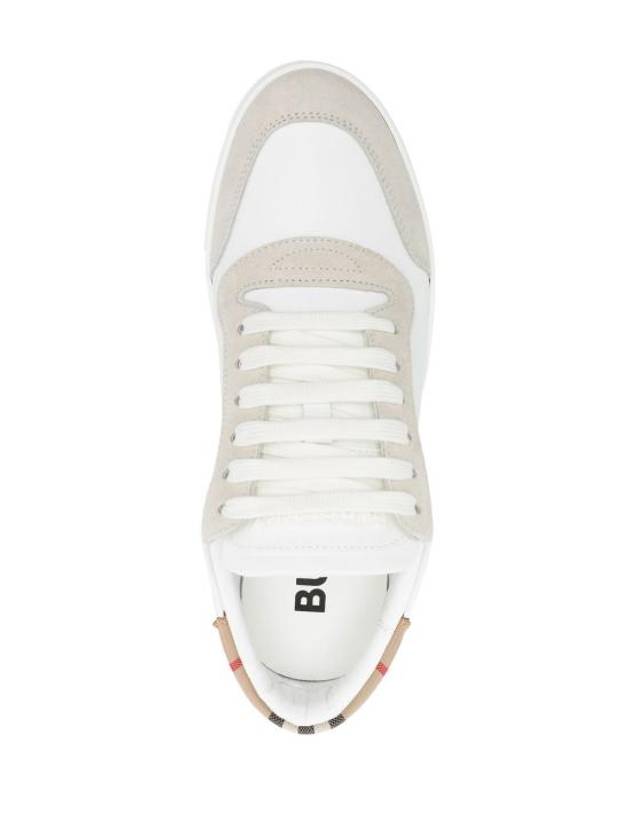 Leather Suede Check Cotton Low Top Sneakers White - BURBERRY - BALAAN 4