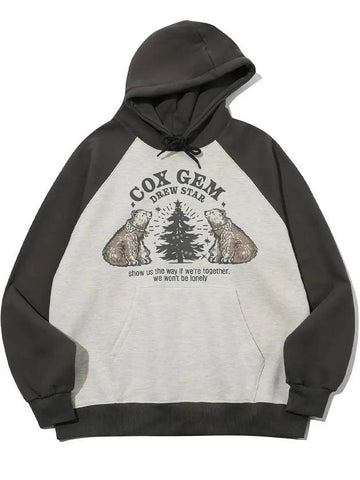 Together Bear Raglan Hooded Top Charcoal - CPGN STUDIO - BALAAN 1