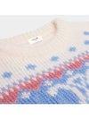 Crew Neck Knit Top In Fair Isle Mohair And Silk Light Blue - CELINE - BALAAN 4