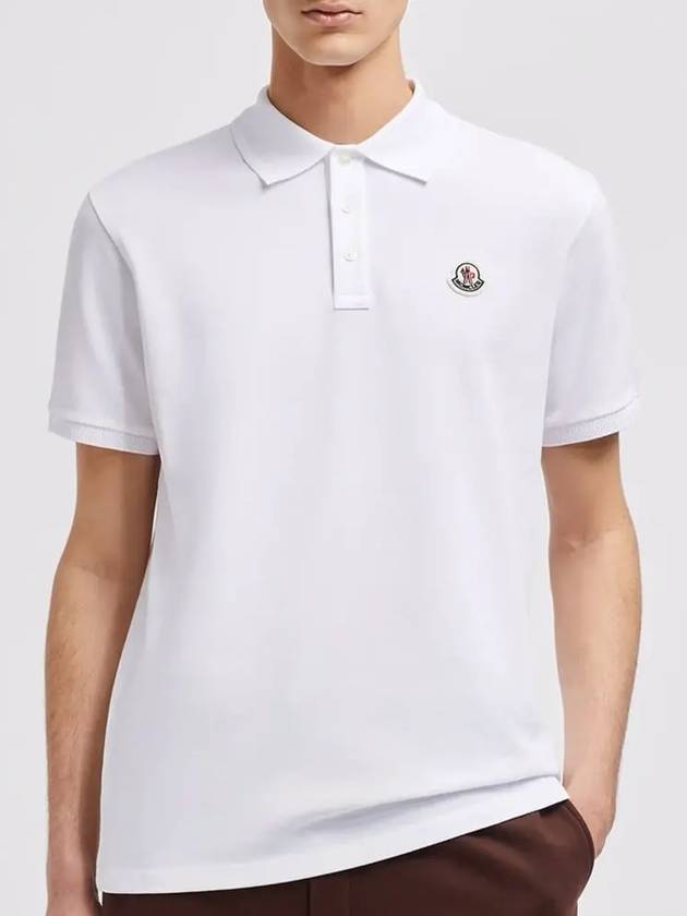 Logo Patch Short Sleeve Polo Shirt White - MONCLER - BALAAN 3