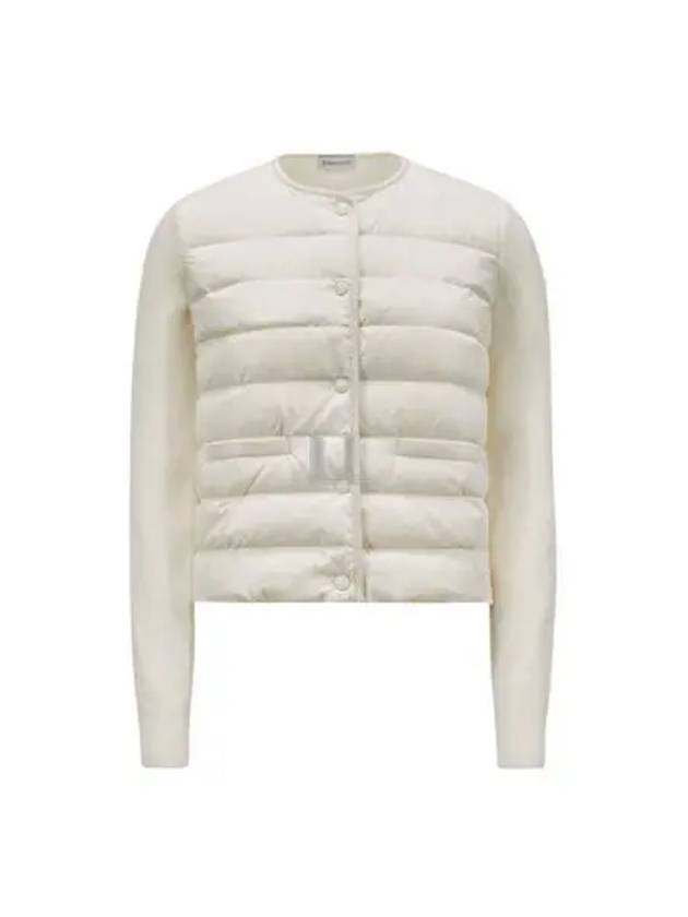 Logo Patch Mix Padded Wool Zip-Up Cardigan White - MONCLER - BALAAN 2