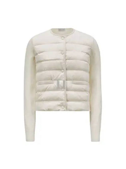 Logo Patch Mix Padded Wool Zip-Up Cardigan White - MONCLER - BALAAN 2