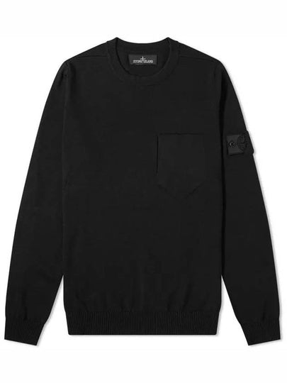 Men's Shadow Project Wappen Pocket Wool Knit Top Black - STONE ISLAND - BALAAN 2