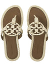 Women's Miller Embossed Leather Flip Flops Cream - TORY BURCH - BALAAN 7