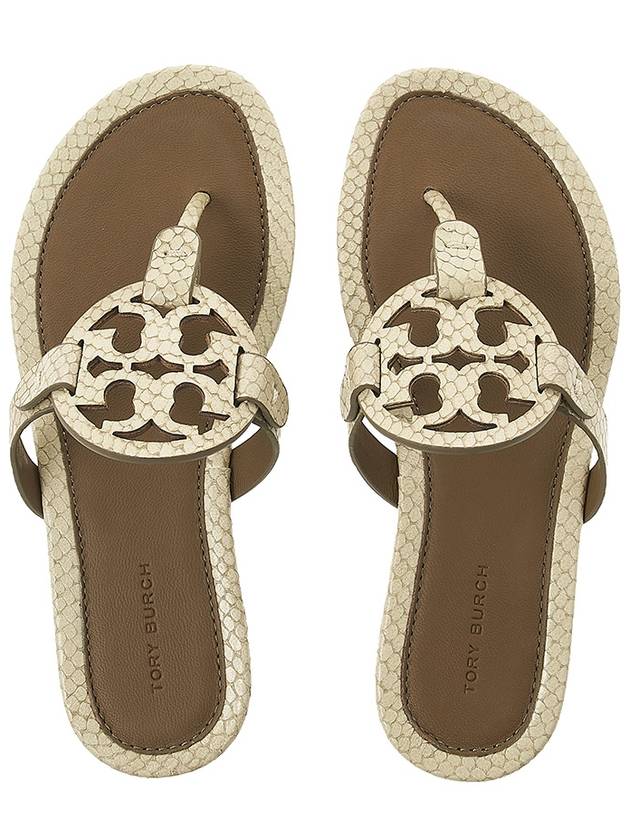 Women's Miller Embossed Leather Flip Flops Cream - TORY BURCH - BALAAN 7