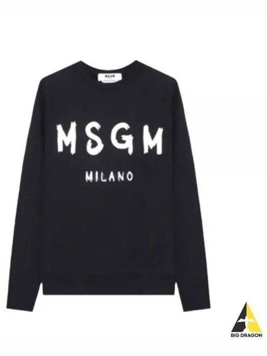 Women's Brushed Logo Crew Neck Sweatshirt Black - MSGM - BALAAN 2