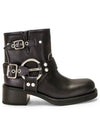 Vintage Look Leather Middle Boots Black - MIU MIU - BALAAN 2