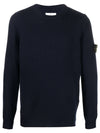 Wappen Patch Crew Neck Wool Knit Top Navy - STONE ISLAND - BALAAN 2