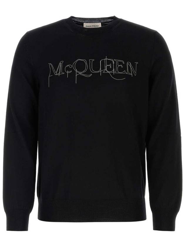 Logo Embellished Crewneck Sweatshirt Black - ALEXANDER MCQUEEN - BALAAN 2