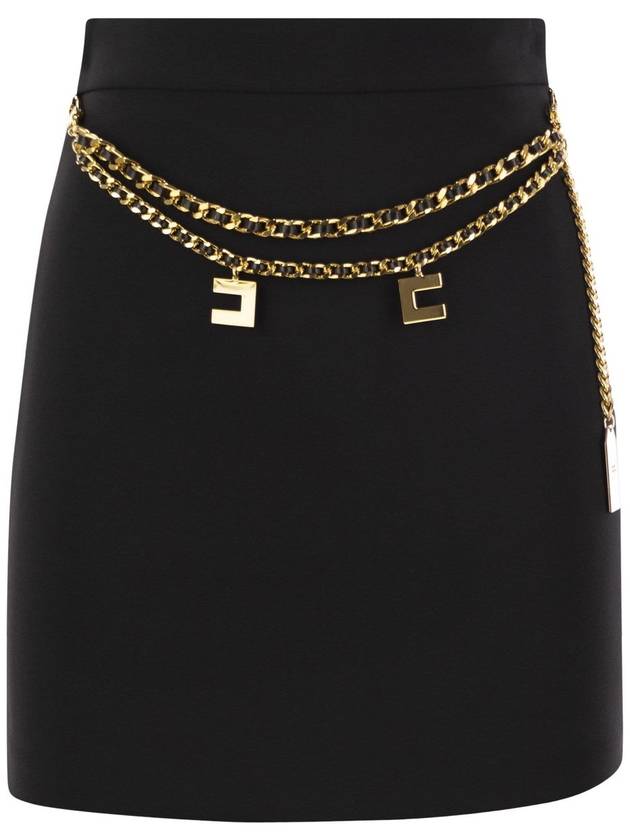 Stretch crepe miniskirt with belt - ELISABETTA FRANCHI - BALAAN 1