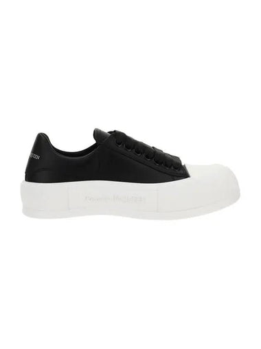 Deck Plimsoll Lace Up Low Top Sneakers Black - ALEXANDER MCQUEEN - BALAAN 1