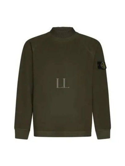 Garment Dyed Gauze Mock Neck Sweatshirt Green - STONE ISLAND - BALAAN 2