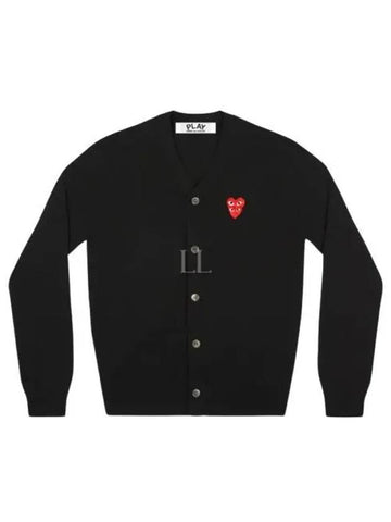 AZ N076 051 1 P1N076 Double Heart Wappen Wool Cardigan - COMME DES GARCONS - BALAAN 1