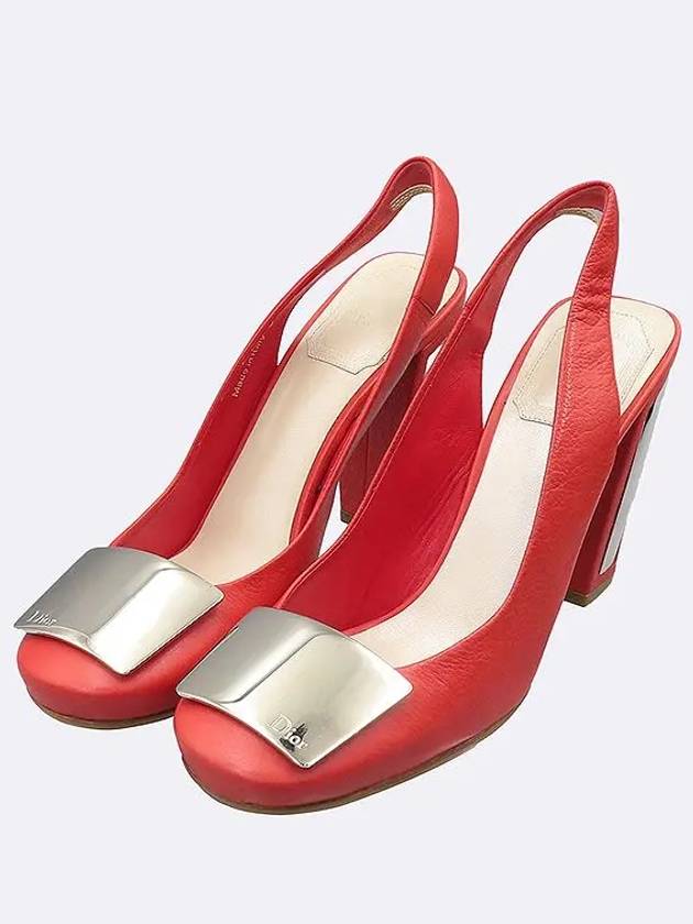 Red color silver logo slingback women s shoes - DIOR - BALAAN 6