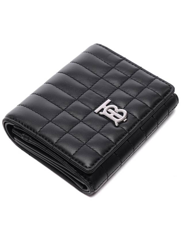 Lola Folding Small Quilted Leather Card Wallet Black Palladium - BURBERRY - BALAAN 6