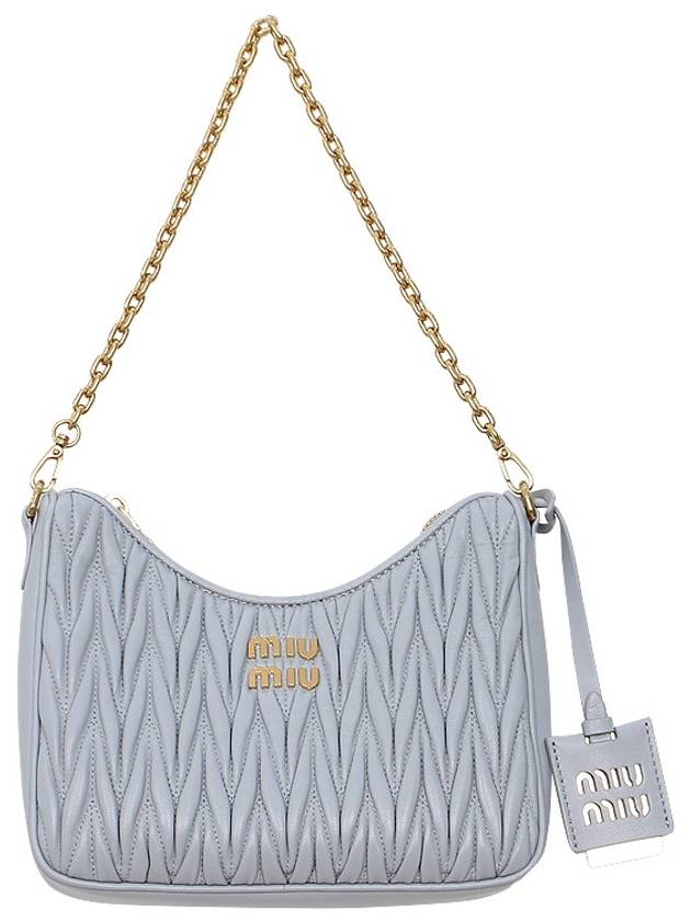 Matelasse Nappa Leather Shoulder Bag Cornflower Blue - MIU MIU - BALAAN 4