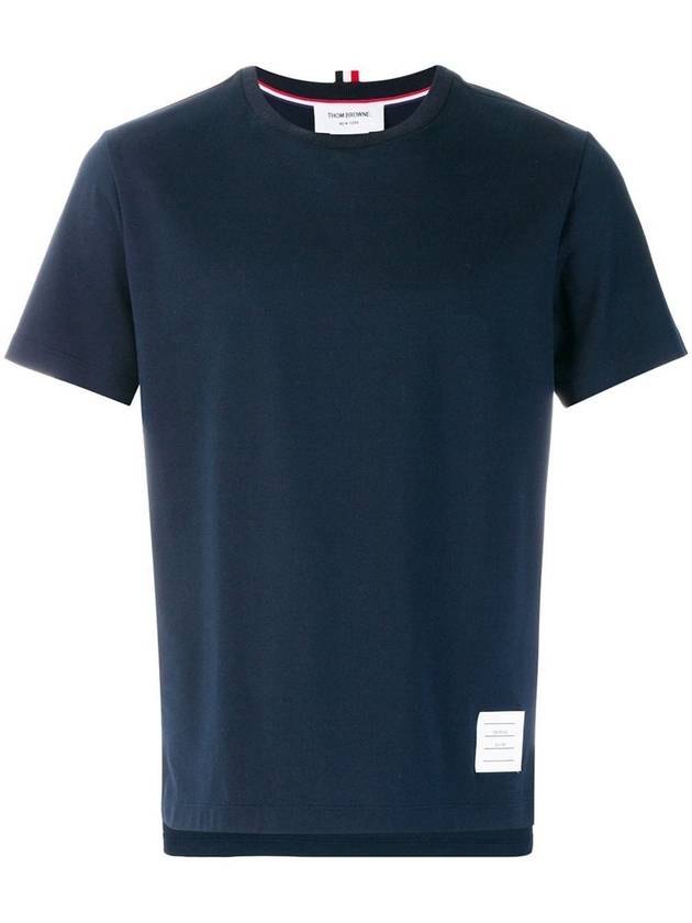 Men's Side Slit Relaxed Short Sleeve T-Shirt Navy - THOM BROWNE - BALAAN 2