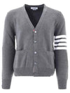 Milano Stitch 4-Bar Cardigan Medium Grey - THOM BROWNE - BALAAN 2