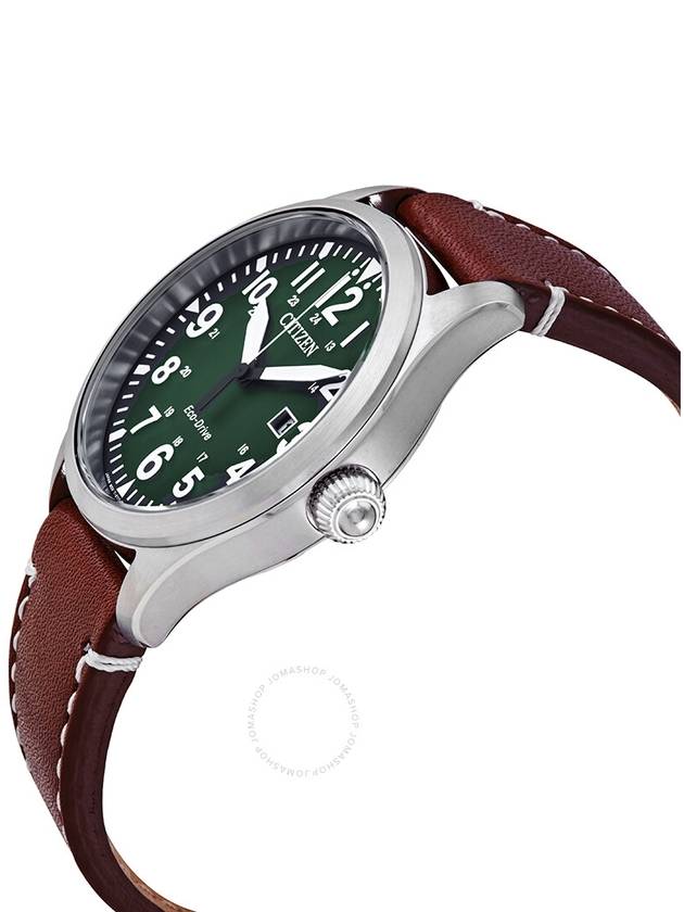 Citizen Chandler Eco-Drive Green Dial Dark Brown Leather Men's Watch BM6838-09X - CITIZEN - BALAAN 2