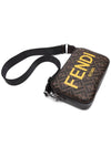 Yellow Logo FF Fabric Camera Cross Bag Brown - FENDI - BALAAN.