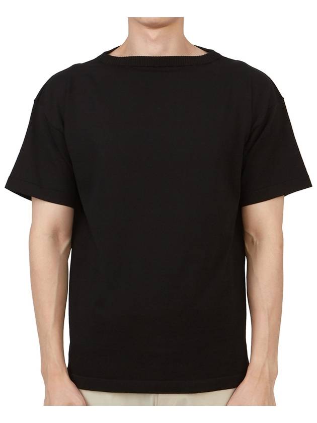 Men's Boatman Short Organic Cotton Short-Sleeve Knit Top Black - ANDERSEN-ANDERSEN - BALAAN 1