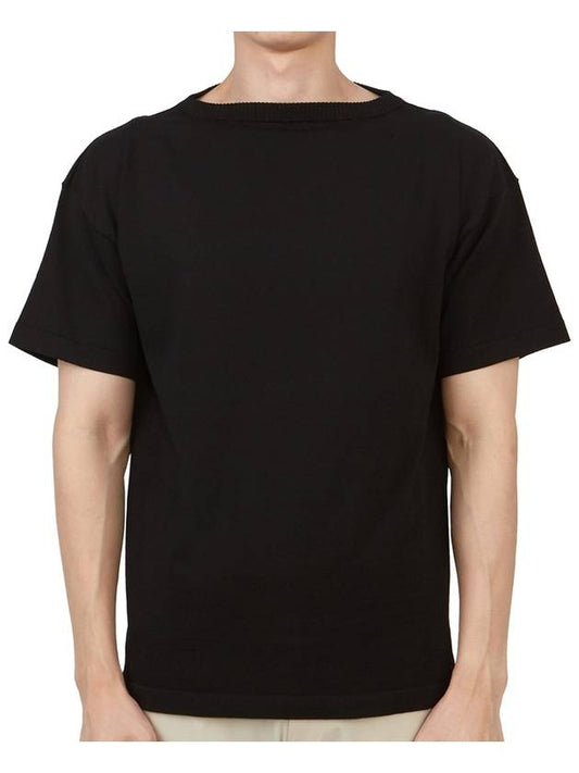 Men's Boatman Short Organic Cotton Short-Sleeve Knit Top Black - ANDERSEN-ANDERSEN - BALAAN 2