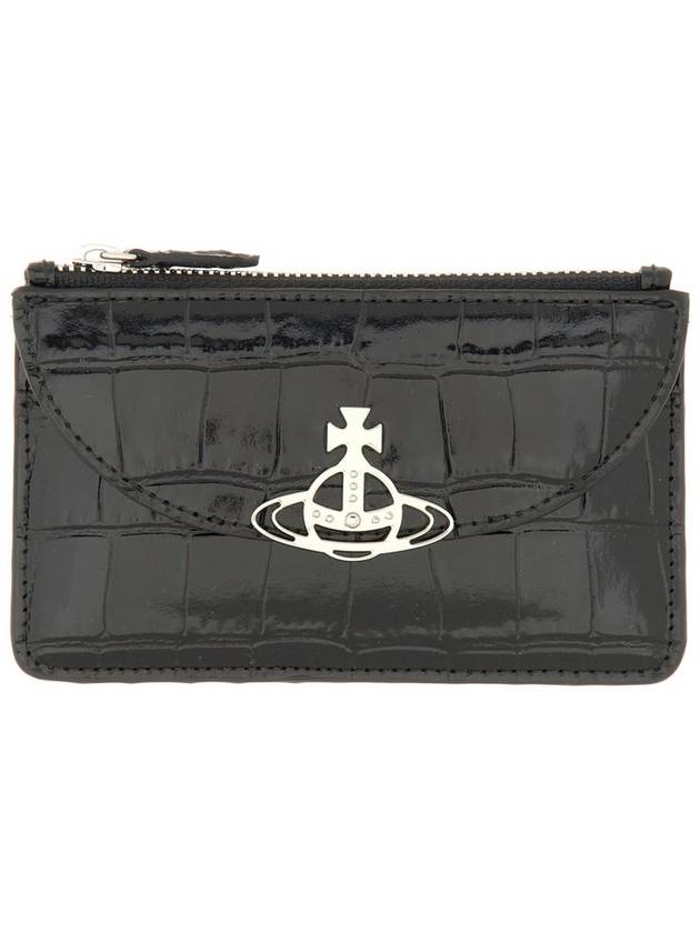 Embossed Half Moon Card Wallet Black - VIVIENNE WESTWOOD - BALAAN 1