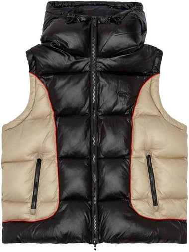 W Ostend Shiny Ripstop Hooded Puffer Padded Vest - DIESEL - BALAAN 1