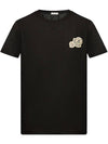 Double Logo Patch Round Short Sleeve T-Shirt Black - MONCLER - BALAAN 2