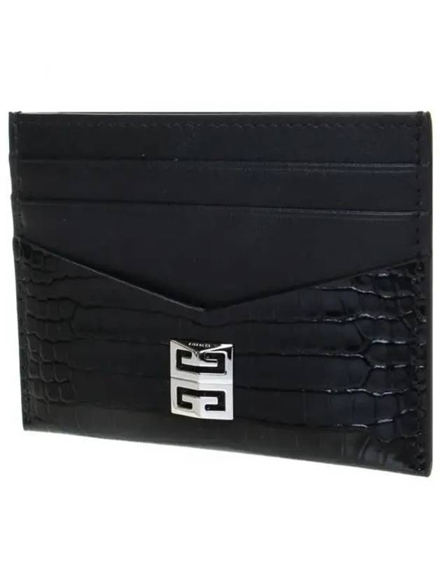 Crocodile Style Leather Card Wallet Black - GIVENCHY - BALAAN 3